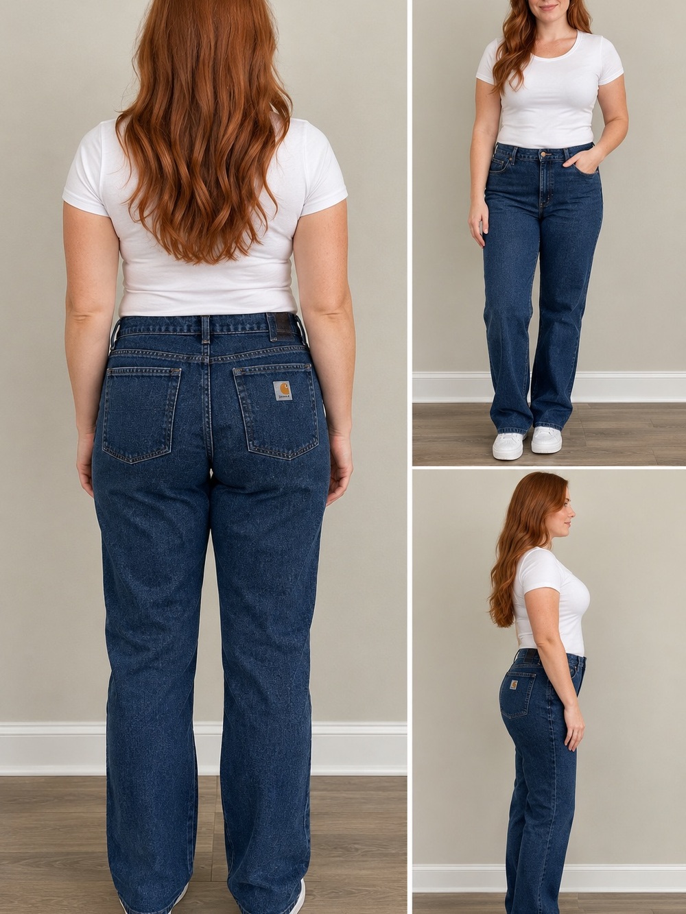 Carhartt Women’s Dark Wash Straight-Leg Relaxed Fit Jeans – Size 10